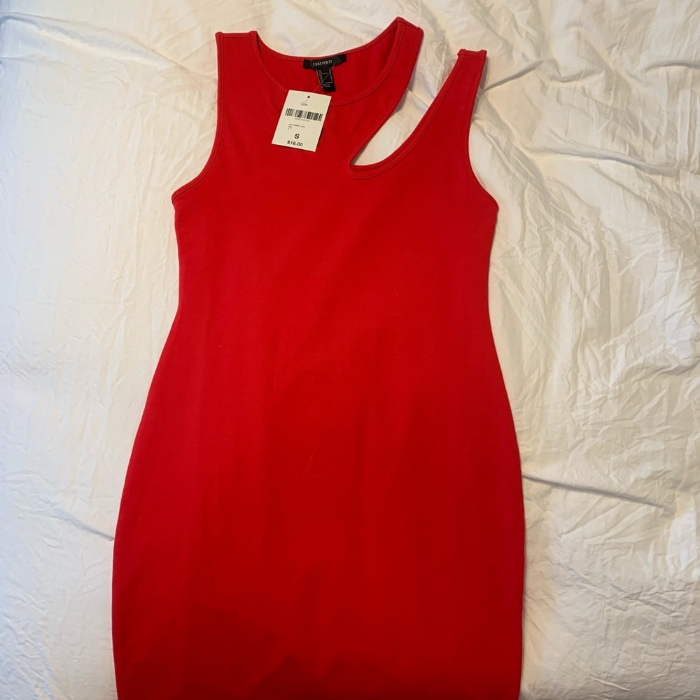 Cotton red mini dress size small